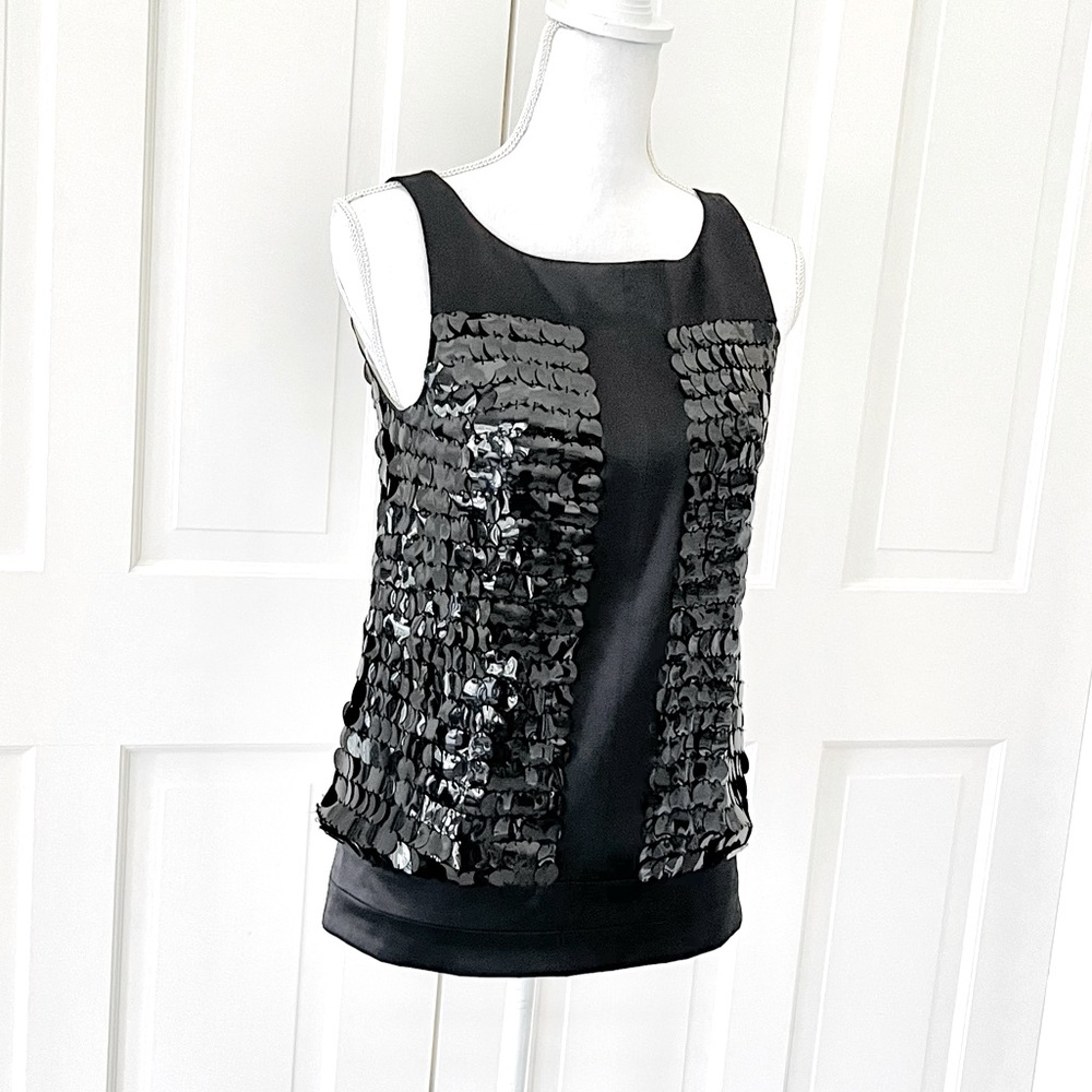 Roberto Cavalli black silk sequined  top 38